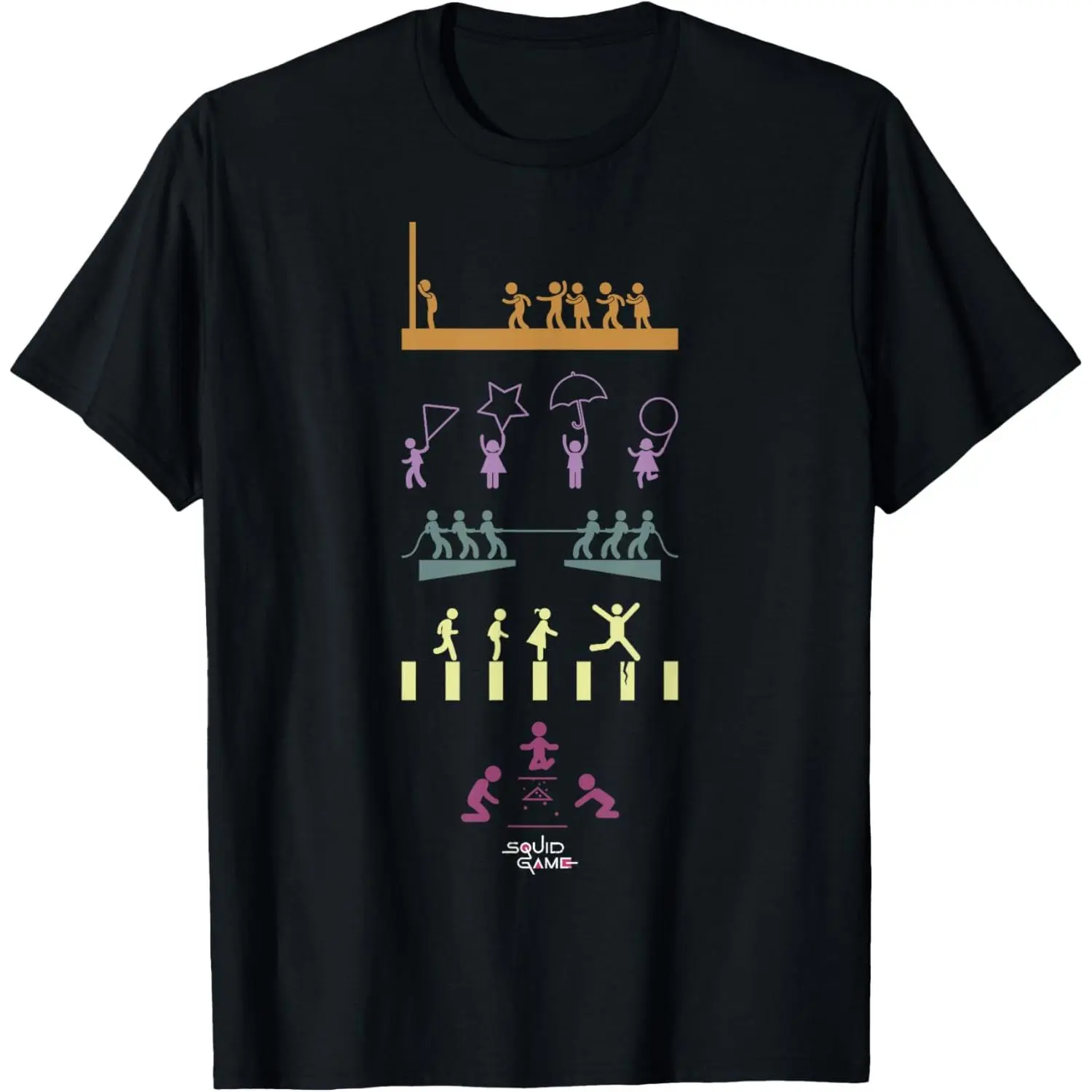 Squid Game Players And Game Icons T-Shirt Graphic tees