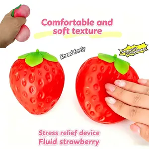 Strawberry Squishy Quick-Rebound Stress Ball, Soft Squeeze Squishies, Fidgets Squishies Balls, Anxiety Fidgets Toys, Cute Fruit Sensory Toy for Kids, Desk Decor Party Favor, Spring Glow Up Summer Vibes