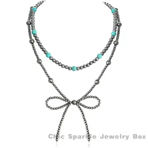 Navajo Pearl Bow Necklace Western Jewelry for Women Cowgirl Turquoise Necklaces Jewelry