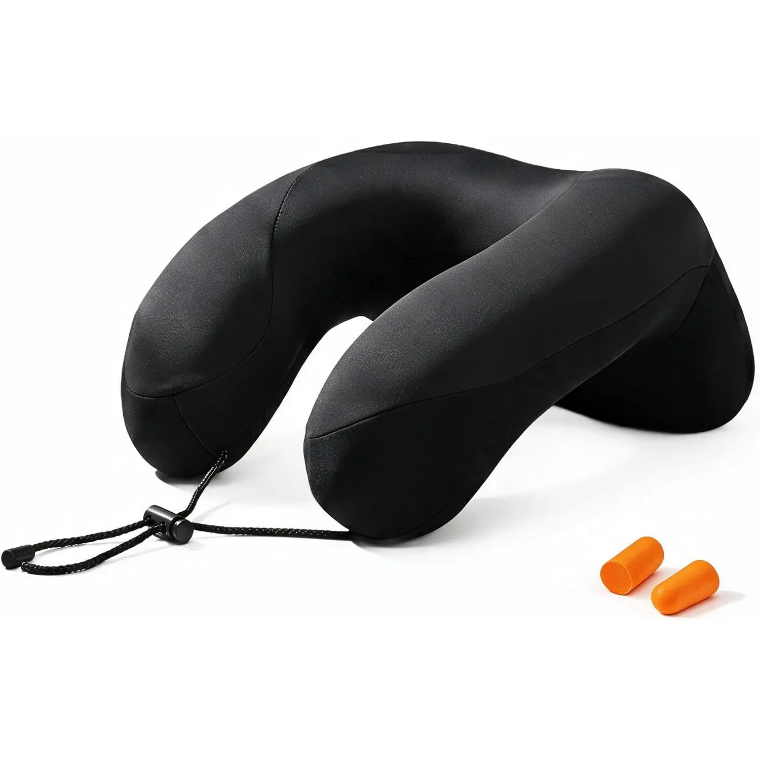 Inflatable Travel Neck Pillow for Airplane, Soft Knit Pillow with Adjustable Firmness, Lightweight Compact Flight Pillow with Earplugs for Car, Train & Office, Portable Plane Accessories