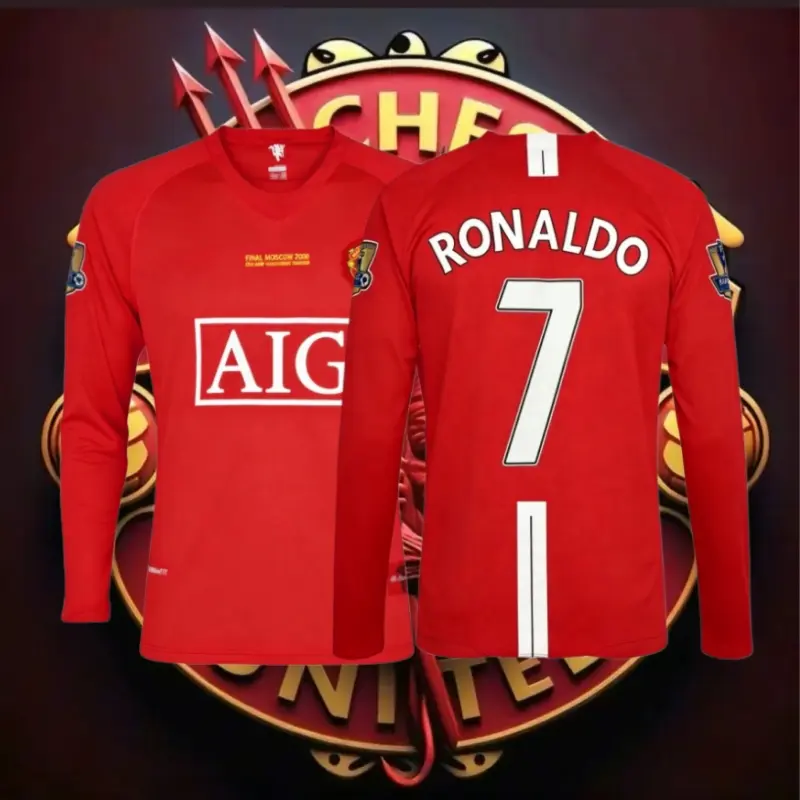 0708 Cristiano Ronaldo 7 Home Long Sleeve Soccer Jersey Champions