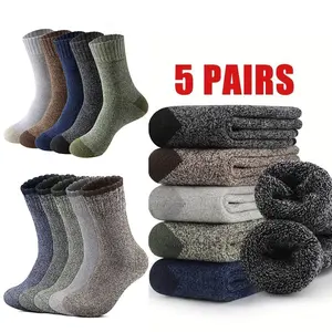5 Pairs Men's Mid-calf  Socks  Soft  Knit Round Toe Socks all seasons