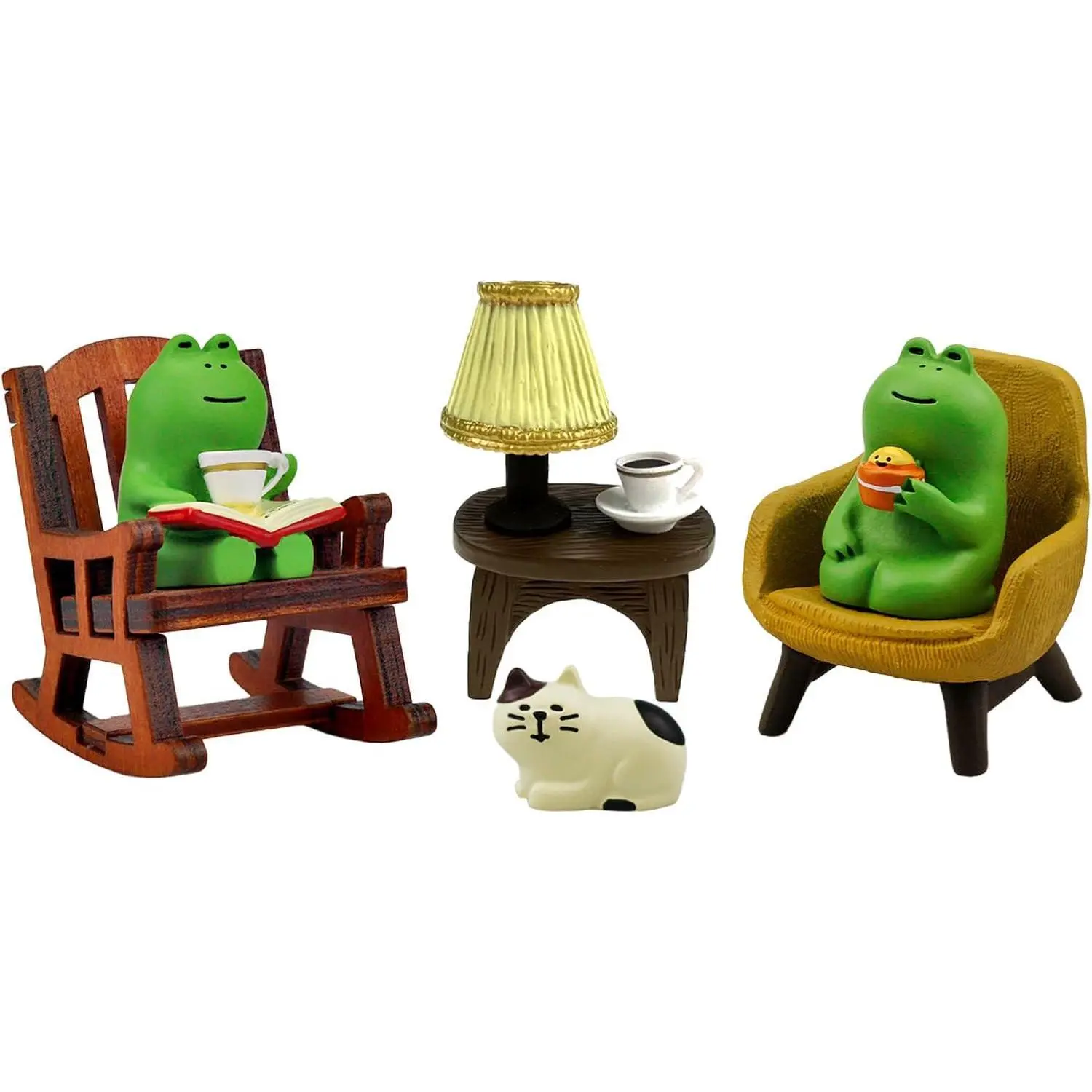 1Set Cute Frog & Chair Design Mini Cartoon Animal Ornament - Car Interior Accessory, Home Office Desktop Decor, Car Decor Gift