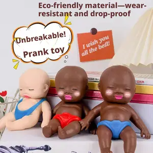 Black Sand-Filled Soft Rubber Slow-Rebound Squishy Doll, Handheld Fidget Squeeze Toy for Stress Relief, African American Figure for Kids, Squishies