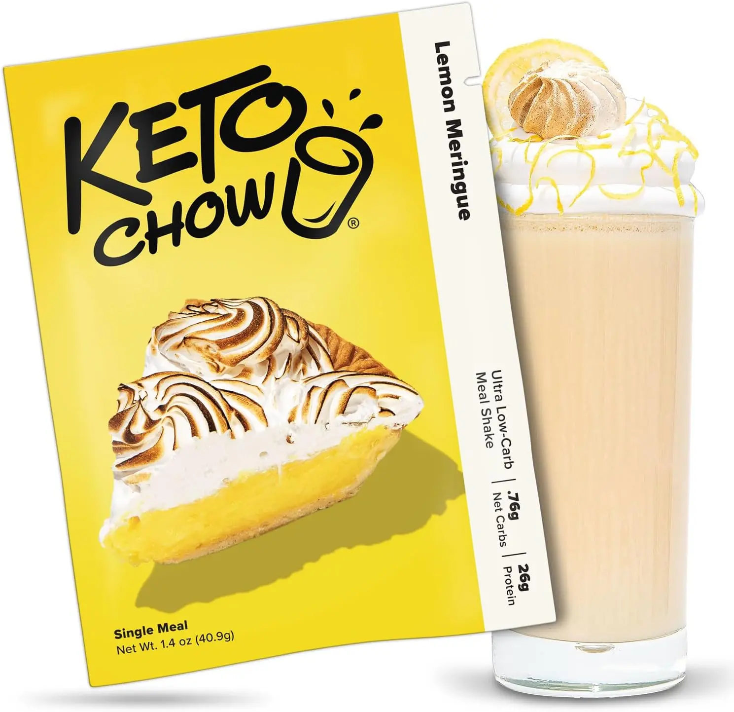 Keto Chow Lemon Meringue - Meal Replacement Shake Powder Nutritionally Complete Low Carb Delicious Easy Substitute Protein Rich You Choose The Fat Single Sample