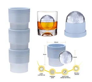 Ice Ball Maker Mold Set of 3 Round Ice Cube Mold 2.4 Inch Sphere Ice Cubes for Whiskey Cocktails Bourbon