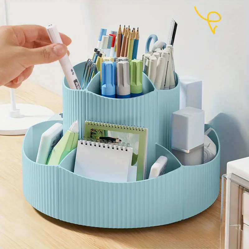 11-Grid 360-Degree Rotating Pen Holder Office Desktop Organizer Multifunctional High Capacity Student Stationery Storage Box Desk Organizer Tidy Desk Accessories Multi Grids Organizer Corporate Work Desk Accessories Pen Organizer For Desk Office Accessory
