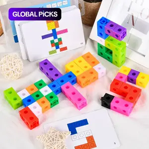 Colorful Cube Puzzle Toy, 60pcs/set Intelligent Cube Puzzle Toy with 30pcs Double-sided Activity Card, Logical Thinking Training Toy