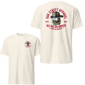 All Gas No Brakes T-Shirt, Firefighter Skull Graphic Tee, Soft Cotton Blend Shirt, Oak Street Apparel Co., Honor The Tradition Design for Men & Women