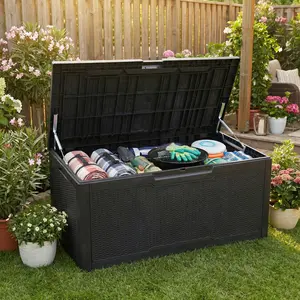 YITAHOME 100 Gallon Resin Deck Box, Weather Resistant Outdoor Storage Box, Lockable Indoor Outdoor Storage for Supplies and Essentials