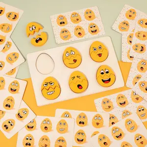 Focus Training Emotion Matching Game Set, Wooden Toy for Early Education, Hand-Eye Coordination, Logic, Autism Expression, Family Fun Game, Tabletop Games