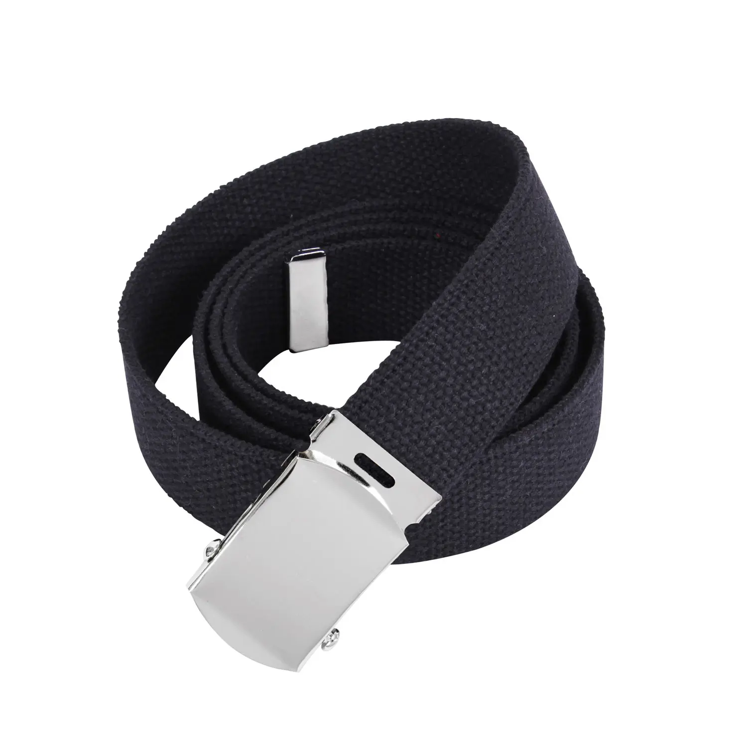 Rothco Black Web Belts Chrome Buckle - High-Density Cotton Canvas, Secure Metal Buckle, Detachable Metal Buckle, Fully Adjustable 44 inch, 54 inch or 64 inch Belts