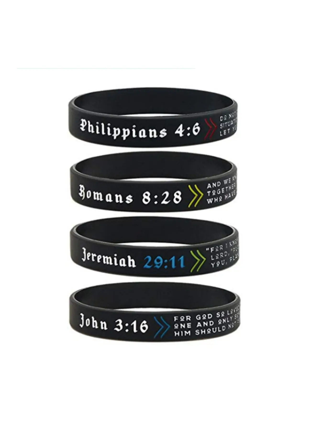 Religious Bible Verse Silicone Bracelet Set, Word Bracelets, Beautiful Bracelets, Rubber Wristbands for Daily Wear & Gift Ideas, Durable & Comfortable Design