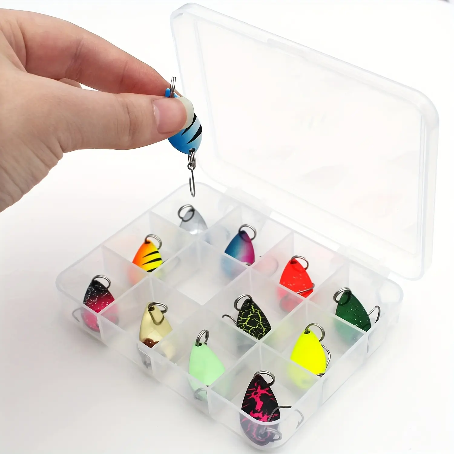 Colorful Fishing Lures Set, 12pcs Box, 2.5g/3.5g/5g, Artificial Fishing Lure, Metal Spoon Bait, Sharp Hooks, Hard Flashbait, Trout & Bass Lure, Fishing Tackle Kit, Fishing Equipment