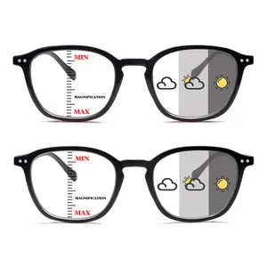 2 Pairs Of Photochromic Progressive Multifocal Reading Glasses Featuring a Spring Hinge Design, Suitable For Both Men And Women, With Durable Lenses.