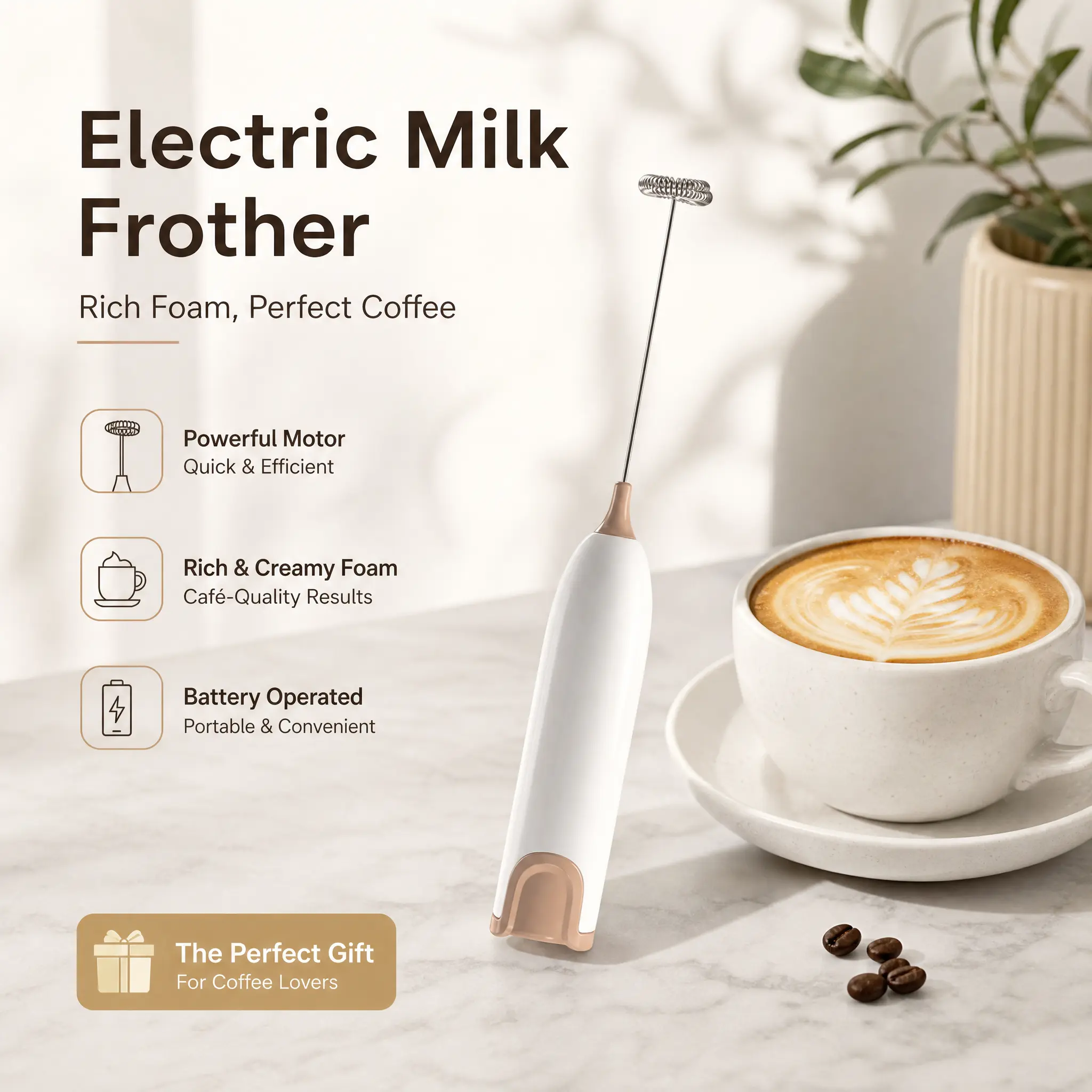 Electric egg beater, milk frother, suitable for coffee cappuccino, cream mixer, kitchen accessories, mini portable mixer, cooking tool, beverage mixer, coffee frother, handheld frother, compact design, easy to clean, smooth operation, frother, stirrer