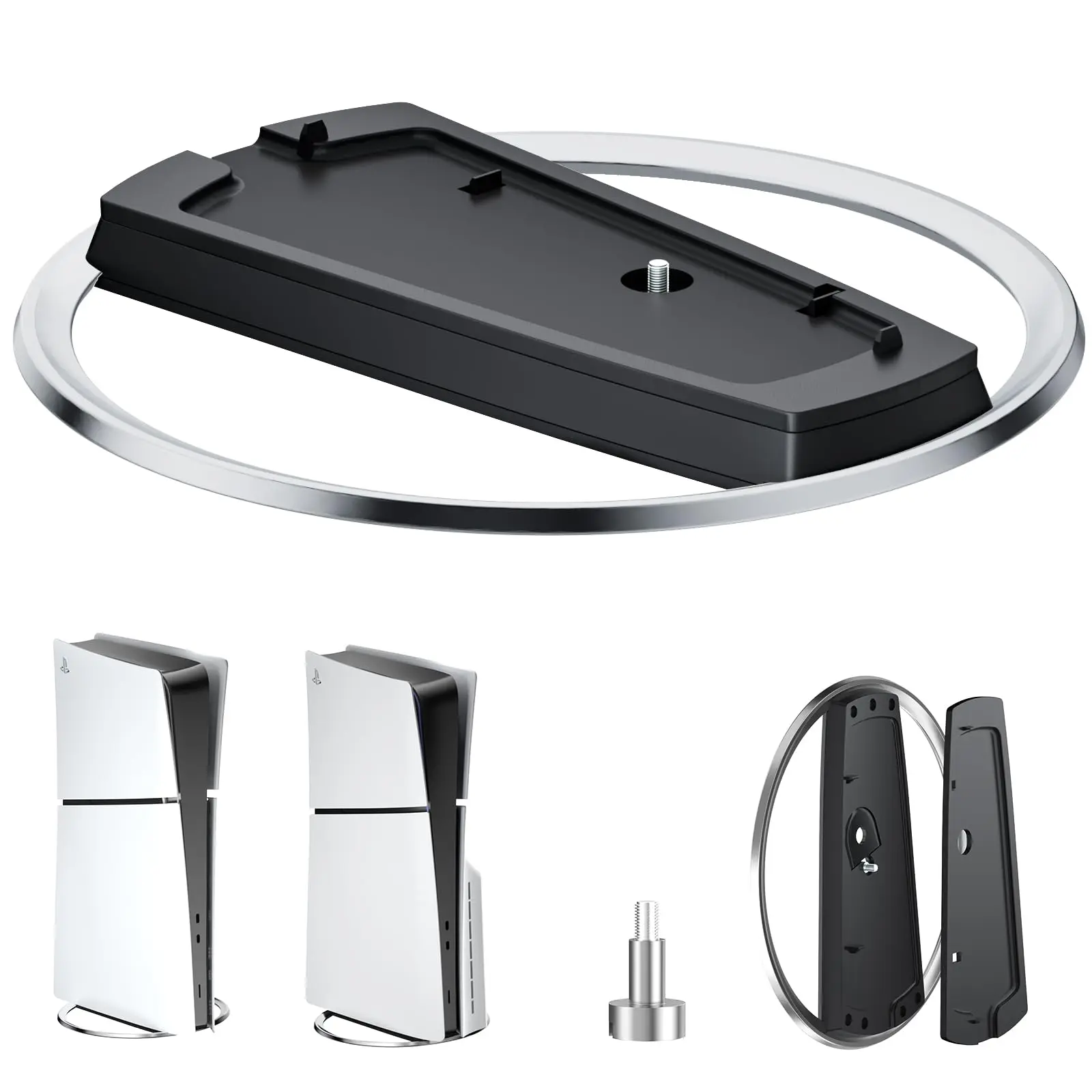 Vertical Stand for PS5 PRO/ PS5/PS5 Slim Console Disc and Digital with Screw, Non-Slip Base, Minimalist Design, Easy to Install, Nice Look, PlayStation 5 Base Accessories