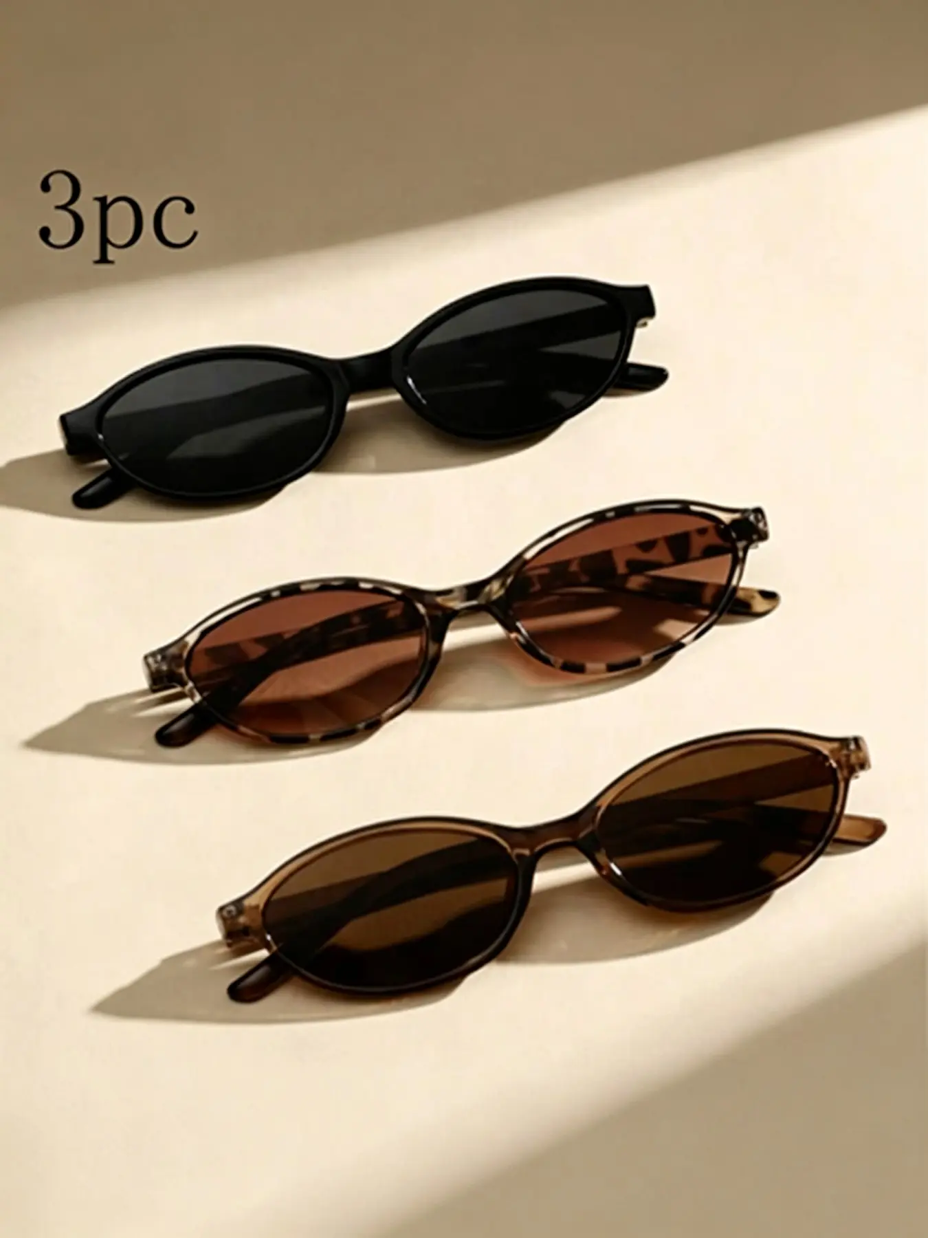 3pcs Small Oval Sunglasses for Women, High-End European Style, Decorative Retro Fashion Eyewear, Stylish Sunglasses Set