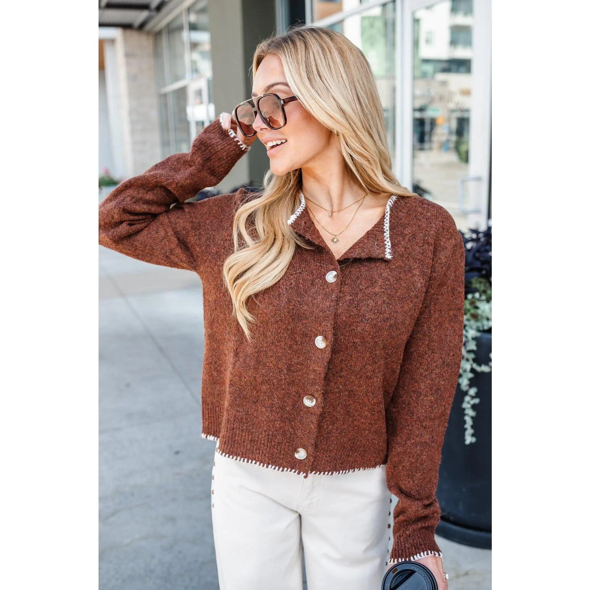 Cozy Nights Fuzzy Blanket Stitch Cardigan