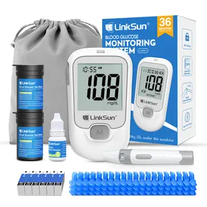 LinkSun G-425-1 Blood Glucose Monitor Kit, Blood Sugar Monitor with 100/50 Test Strips, 100/50 Lancets, 1 Glucometer, 1 Lancing Device, 1 Control Solution, No Coding, Time-Stamped Results, Results in mmol/L,Healthcare