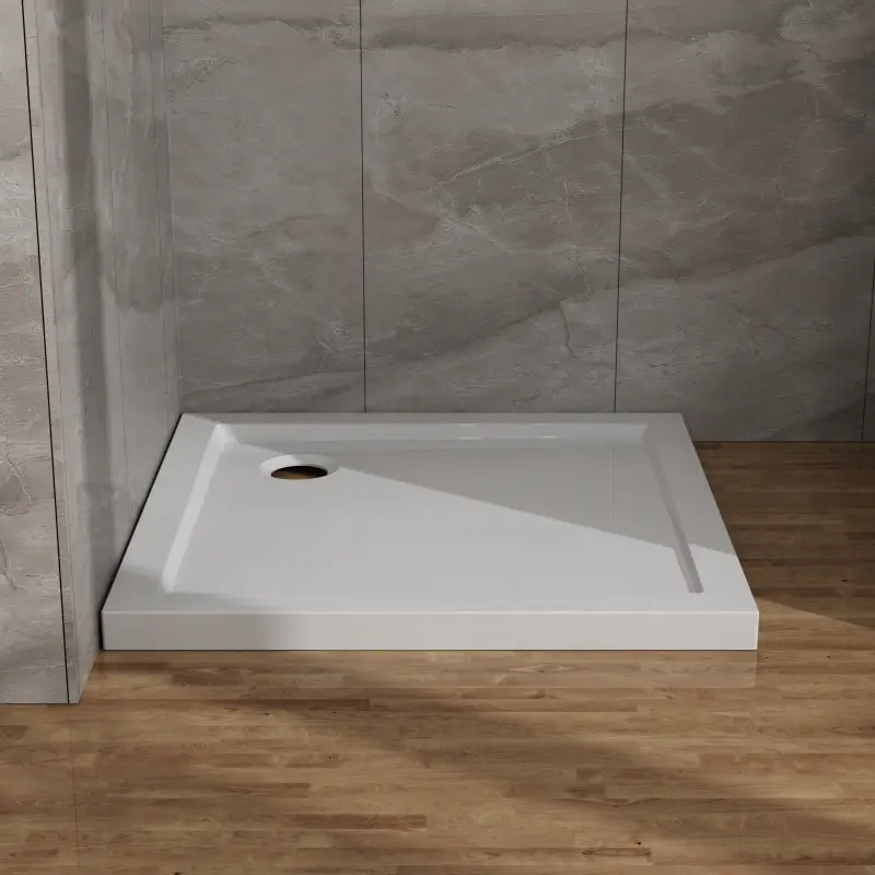 Goodyo 32x32 in Shower Base, Centered Drain No Threshold Shower Pan, White