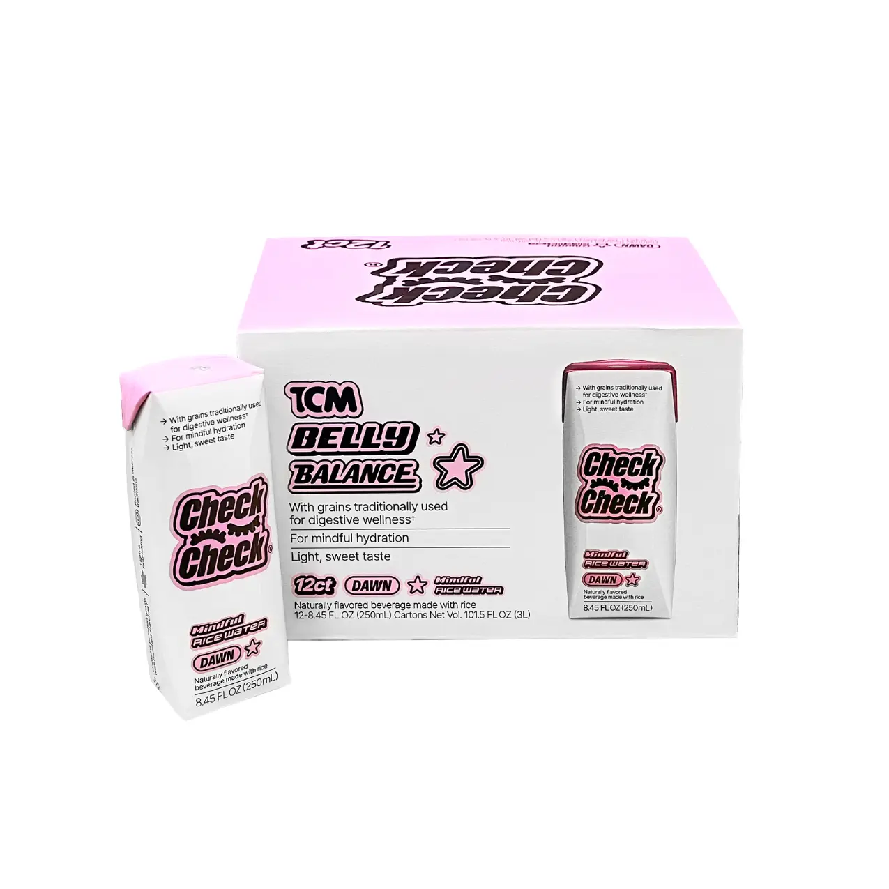 CheckCheck Prebiotic Rice Water - 12 Pack - Azuki, Dusk & Dawn Flavors, Natural Beverage, 8.45 fl oz, Inspired by Traditional Chinese Medicine