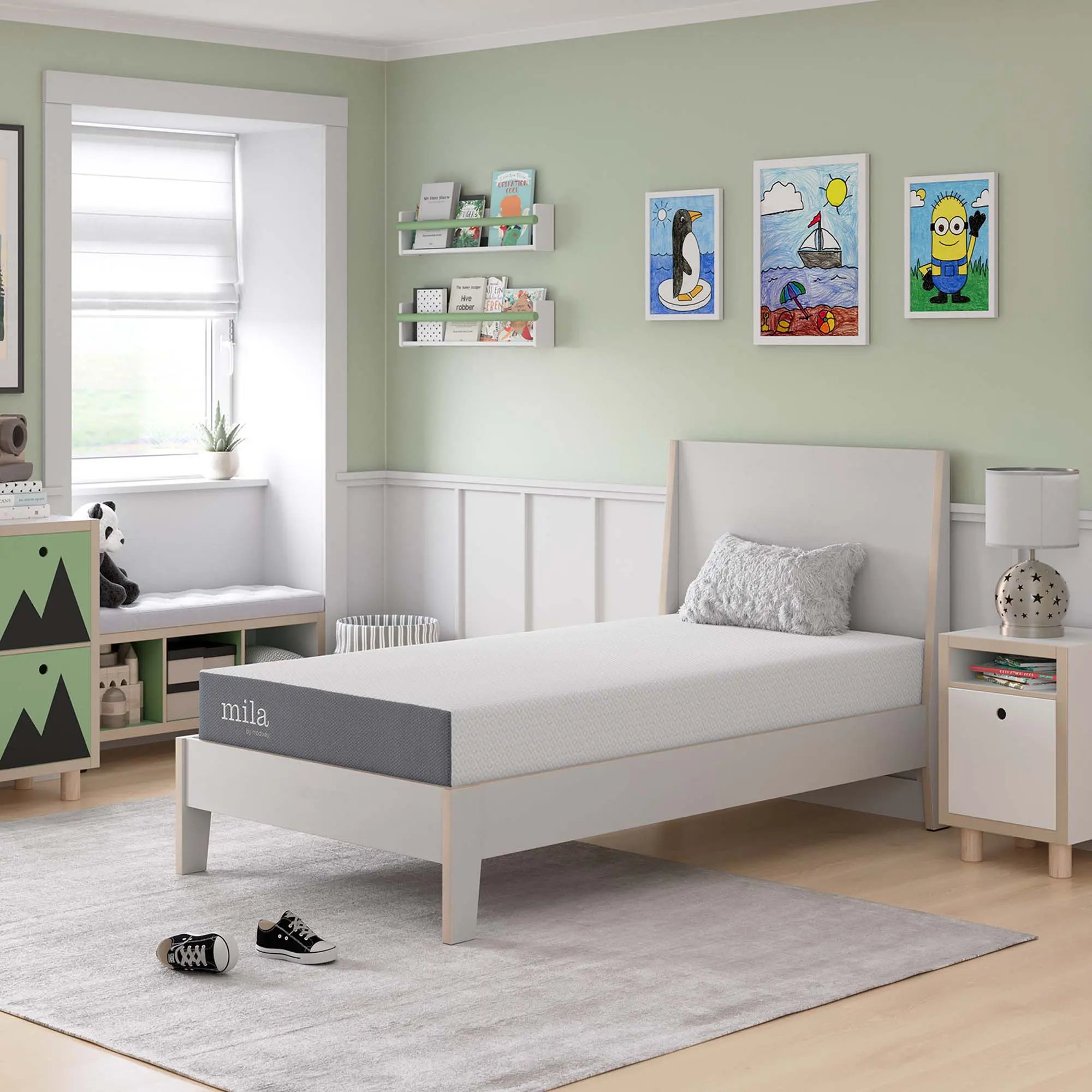 Modway Mila 8" Twin Memory Foam Mattress, Stretch Knit Cover, Pressure Relief, Relaxing Sleep for Guest Room