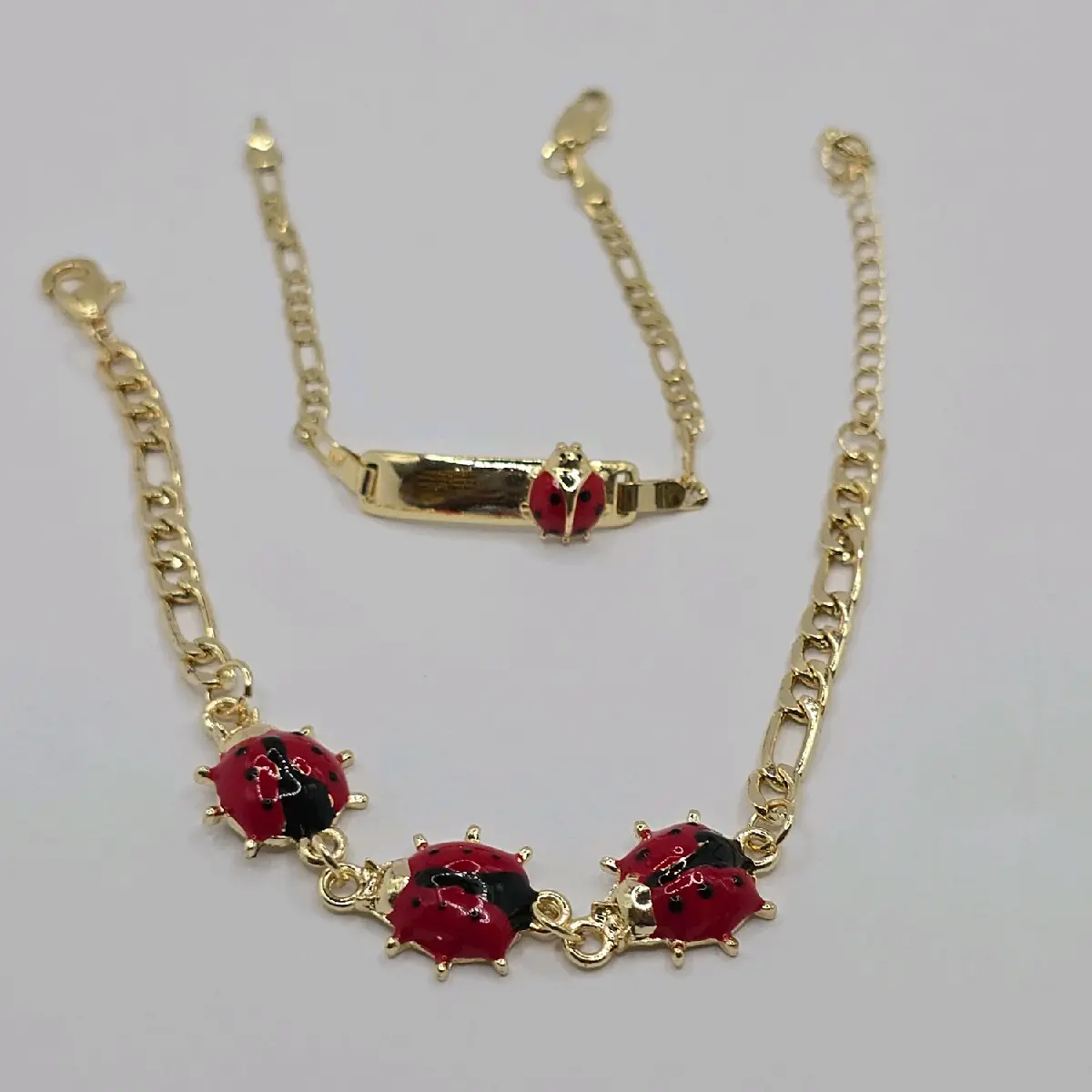 LADYBUGS Fashion Bracelet Set for Kids & Adults, 6-8 Inches, Gold-Plated, Beautiful Styles & Colors, No Tarnish