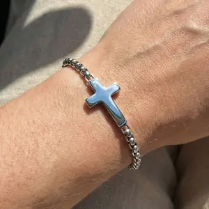 Cross Square Bead Chain Bracelet • Punk Hip Hop Style Jewelry for Men & Women
