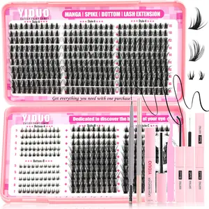 580 Pcs Lash Cluster Kit 5 Styles Full Fairy+Bottom-A/B+100D+150D Lashes Cluster Kit 580pcs 10-18mm Soft & Lightweight Diy Lash Clusters with Double-ended Eyebrow Pencil | Bond and Seal Kit | DIY at Home Easily