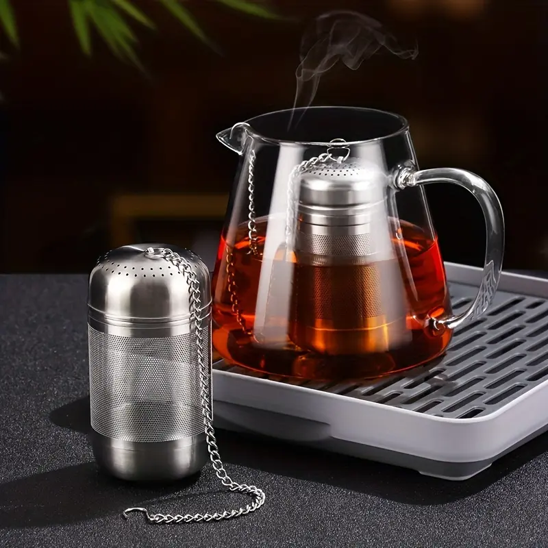Large Tea Infuser, Stainless Steel Tea Strainers For Loose Tea Mesh Tea Ball Infuser, Tea Strainer Food Grade Mesh Tea Filter Interval Diffuser With Extended Chain Hook For Loose Leaf Tea And Coffee, Coffee Accessories, Tea Making Tools