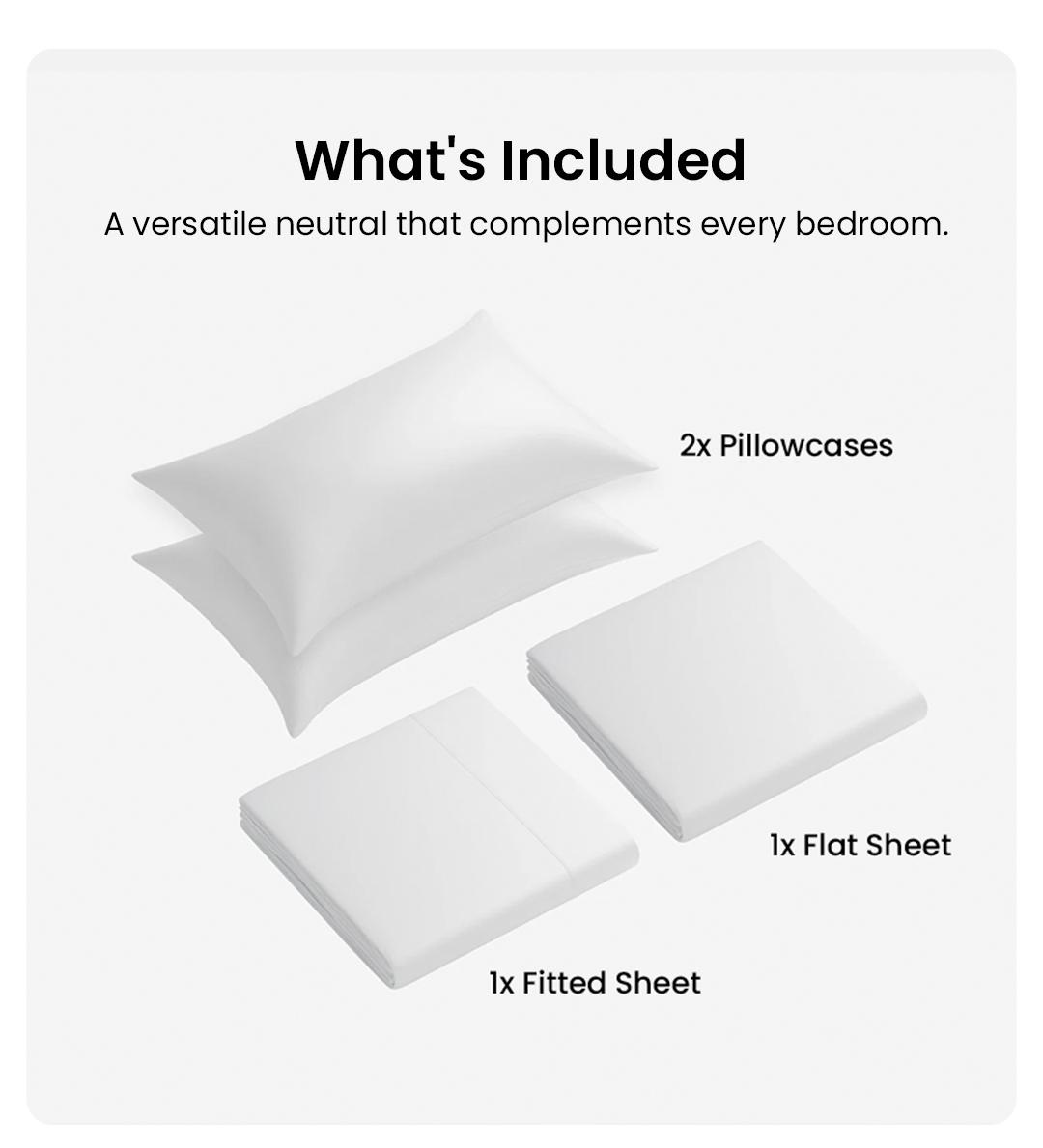 APSMILE Bamboo Sheet Sets 4 Piece , Organically Growth, Silky Soft & Cooling, 4 Piece (1 Fitted Sheet, 1 Flat Sheet and 2 Pillowcases) White Bedding Set with 15" Deep Pocket