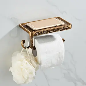 Vintage Carved Paper Towel Holder, Wall Mounted Toilet Roll Dispenser, Aluminum Space Saving Design for Bathroom Kitchen Bedroom, Bathroom Accessory