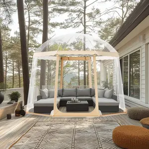 15x15ft Large Clear Weatherproof Sports Tent forSoccer Football Events Camping with RemovableSidewalls Double Tier Canopy Simple Assembly FamilyUse outdoor gazebo canopy