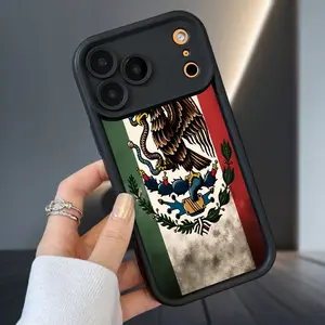 Mexican National Emblem Phone Case for iPhone 17 Air 16 16e 15 14 13 12 11 Pro Max Plus X XS Straight Edge Upgraded Lens Protection Durable Bumper Cover for