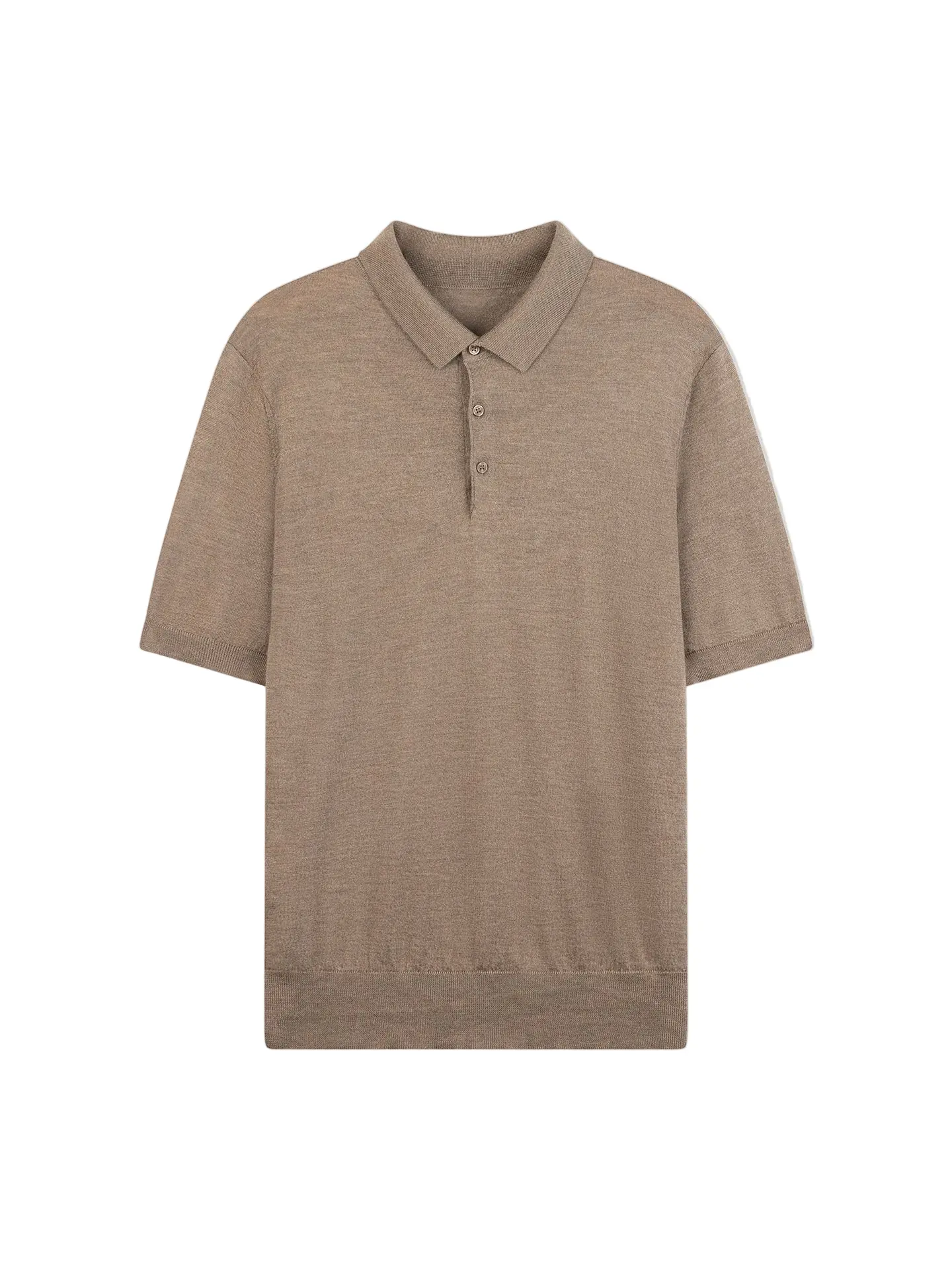 Men's Classic Short-Sleeve Polo Shirt - Menswear, Cashmere, Silk, Lightweight, Breathable, Soft, Button-Front, Refined Silhouette, Casual All-Seasons Top