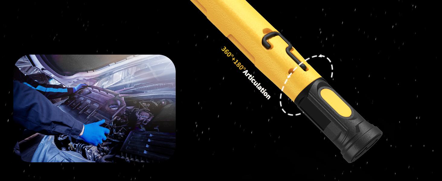 Work Light for Mechanic,3000LM LED Work Lights,5200mAh Rechargeable Magnetic Light bar,Portable Automotive Tools Underhood Light with Hooks for Car Garage Workshop Emergency,Gifts for Him, Yellow