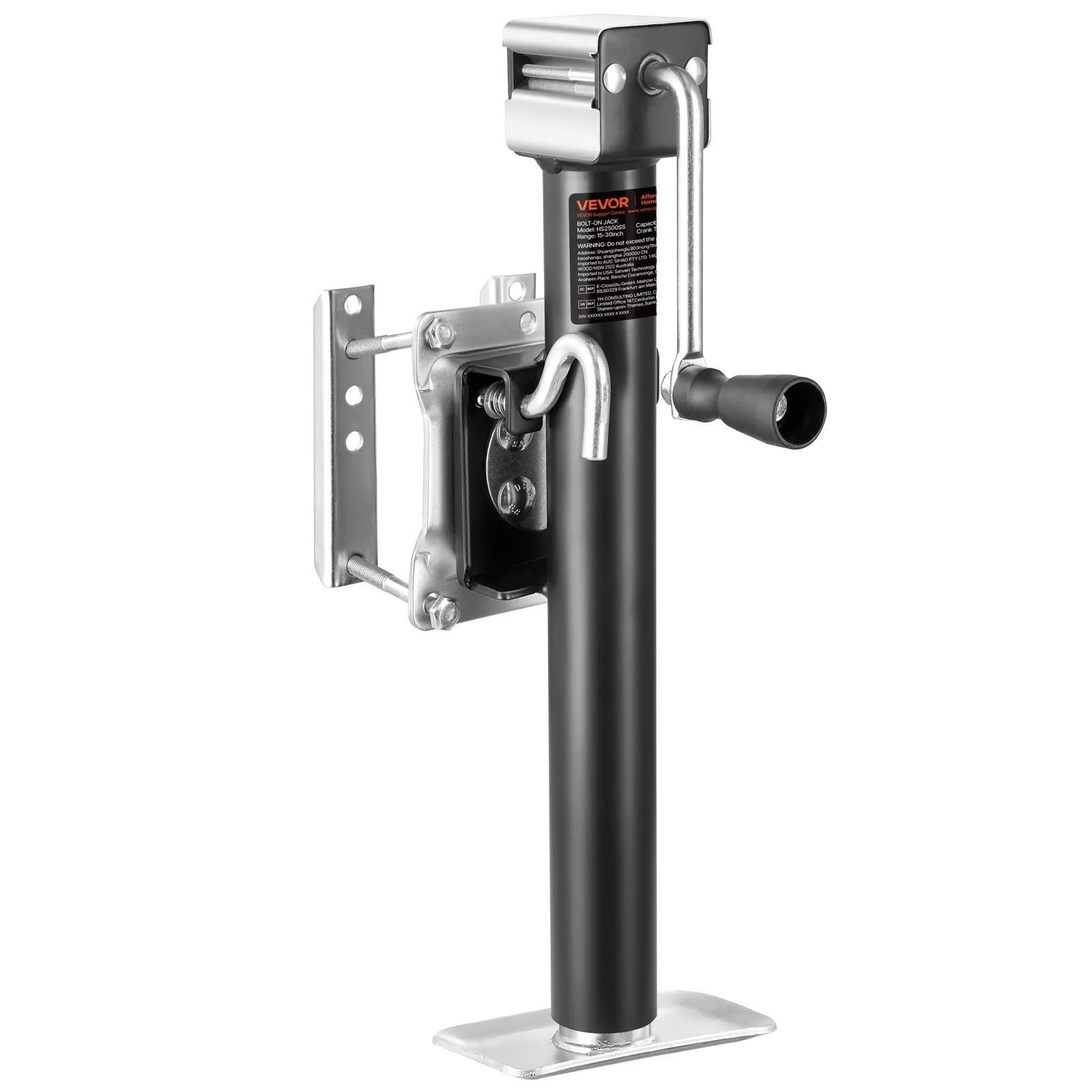 【Summerfinds】VEVOR Trailer Jack,2500 lbs Dynamic Load CapacityHeavy Duty Swivel Bolt-on Trailer Jack with Ergonomic Handle15-inch Vertical TravelSuitable for RVHorseUtilityCamping and Yacht Trailers