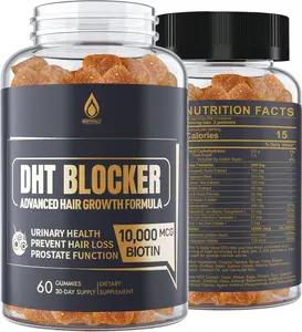 DHT Blocker Gummies Hair Growth Supplement, Super Potency Saw Palmetto & Biotin 10000 mcg for Women & Men