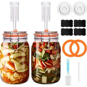 Fermentation Kit,1.5 Liter Fermentation Jar with Fermenting Weights and Airlocks,Large Pickle Jar for Sauerkraut,Pickling