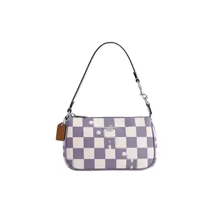 Coach Nolita 19 Checkerboard Print Crossbody Bag in Lavender and Chalk White