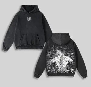 [Collection] Retro Vintage Limited Eren Yeager x Attack On Titan Hoodie, Anime Double Printed Oversized Washed Hoodie, Anime Manga, Anime Fan, Anime Merch