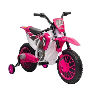TOBBI 12 Volt Toddler Motorcycle Kids Dirt Bike with Training Wheels, Rose Pink