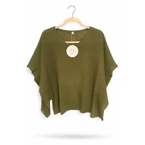 Olive Lightweight Knit Poncho Top
