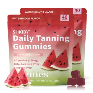 SHKIBY 2-Pack Daily Tanning Gummies with Astaxanthin Watermelon Flavor 6000µg per Gummy for Sensitive Skin Allergen-Free Natural Melanin Boost Beach Pool