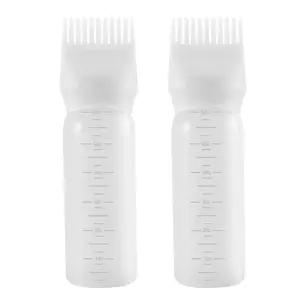 Root Comb Applicator Bottle 6 Ounce, 2 Pack Hair Oil Applicator, Applicator Bottle for Hair Dye Applicator Bottle with Graduated Scale, White