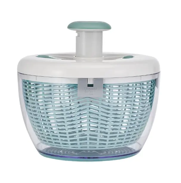 Farberware Professional White and Sage Green Salad Spinner with Hand Pump Mechanism