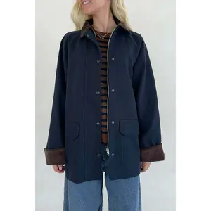Windsor Corduroy Detail Barn Jacket in Navy