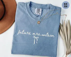 Comfort Colors Custom Future Mrs. Shirt, Coquette Bachelorette Party Shirt, Engagement Outfit for Bridal Shower, Personalized Fiancee Graphic Tees Top