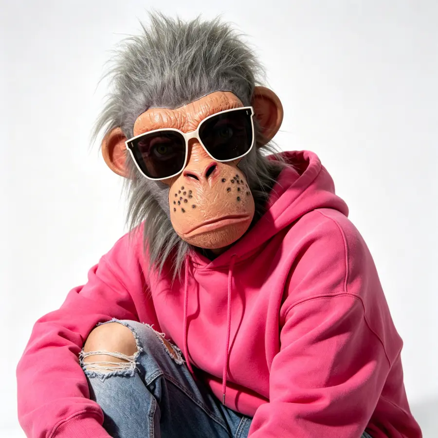 Fur-Accented Funny Prank Accessories Set - Trendy Sunglasses with Eye Detail, Universal-Fit Monkey Latex Mask, Gorilla Headpiece, Accurate Photorealism Design, Halloween Party Props for Funny Videos (Window None Feature Included)